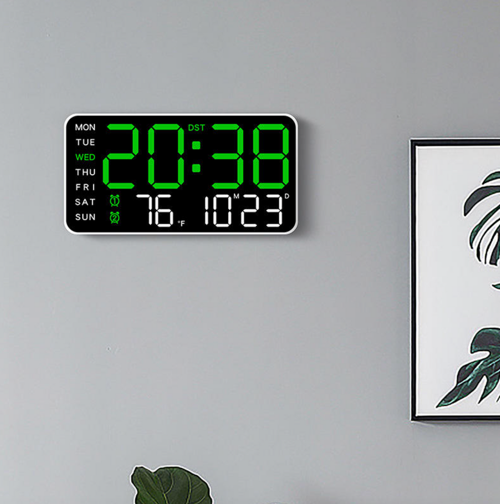 Modern Borderless LED Digital Wall Clock with Alarm & Night Light