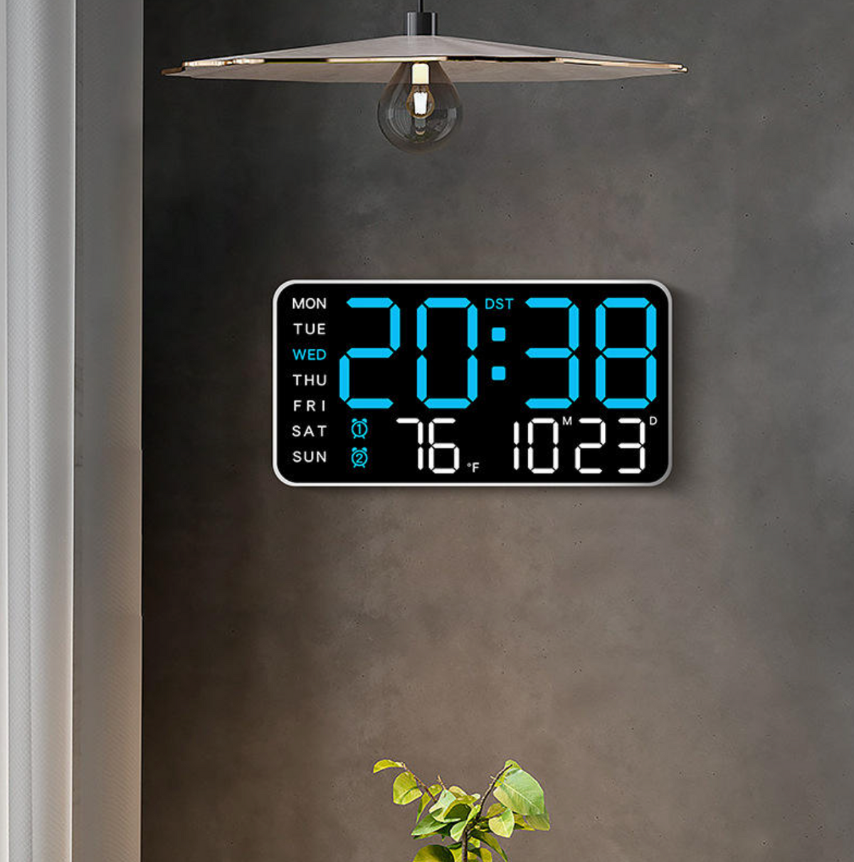 Modern Borderless LED Digital Wall Clock with Alarm & Night Light