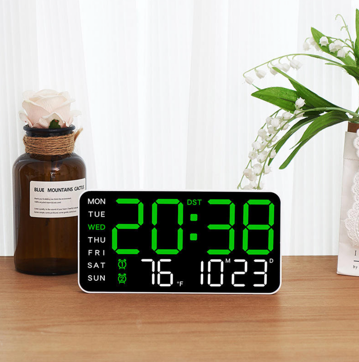 Modern Borderless LED Digital Wall Clock with Alarm & Night Light