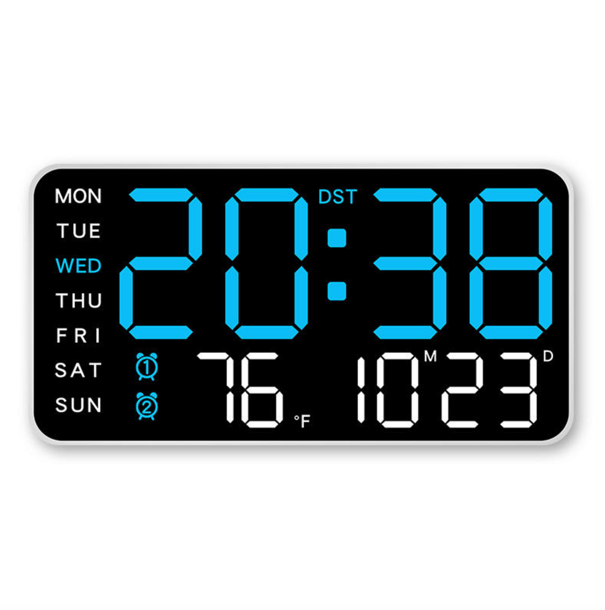 Modern Borderless LED Digital Wall Clock with Alarm & Night Light