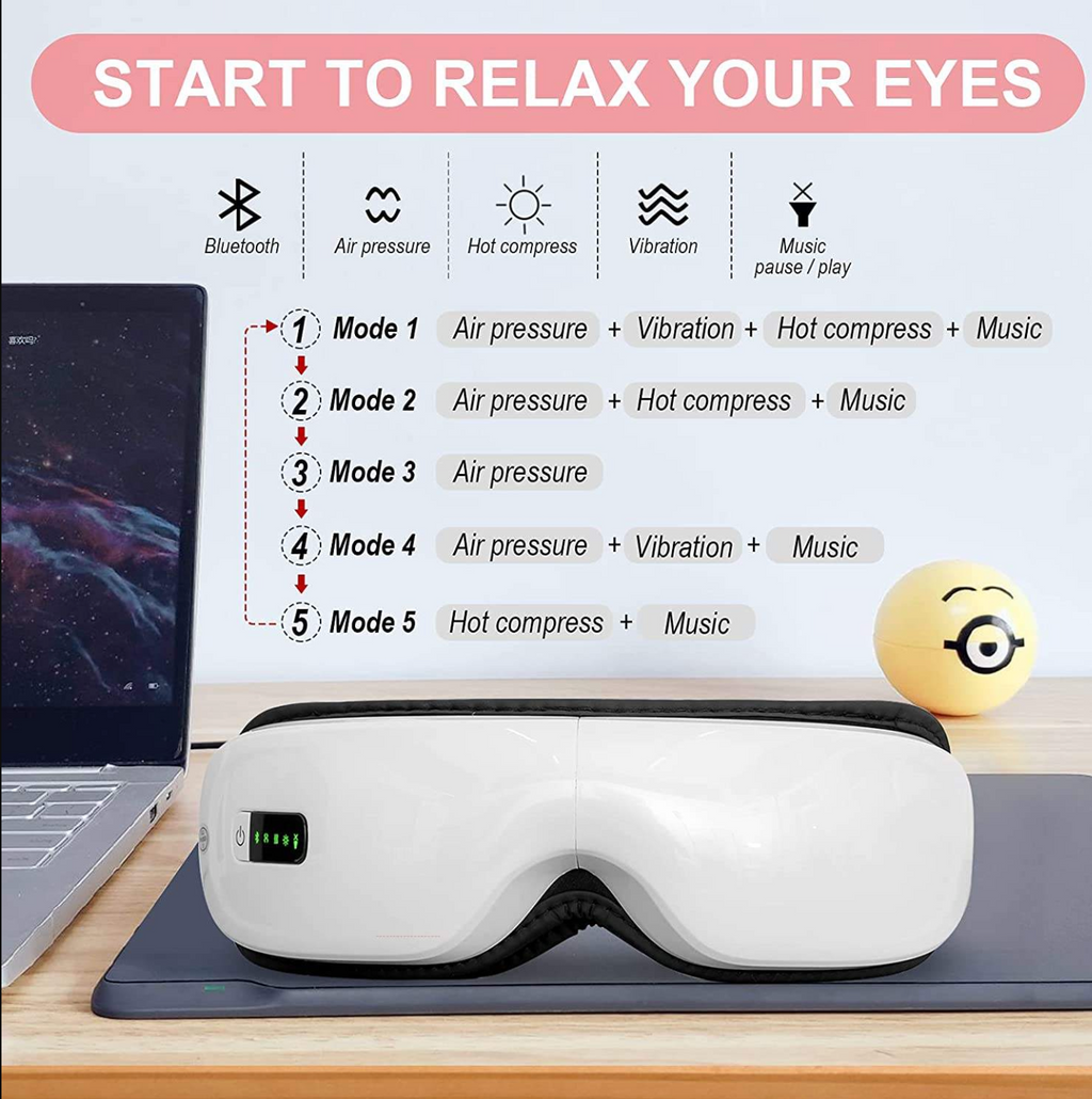 Wireless Heated Eye Massager with Air Pressure, Vibration & Music