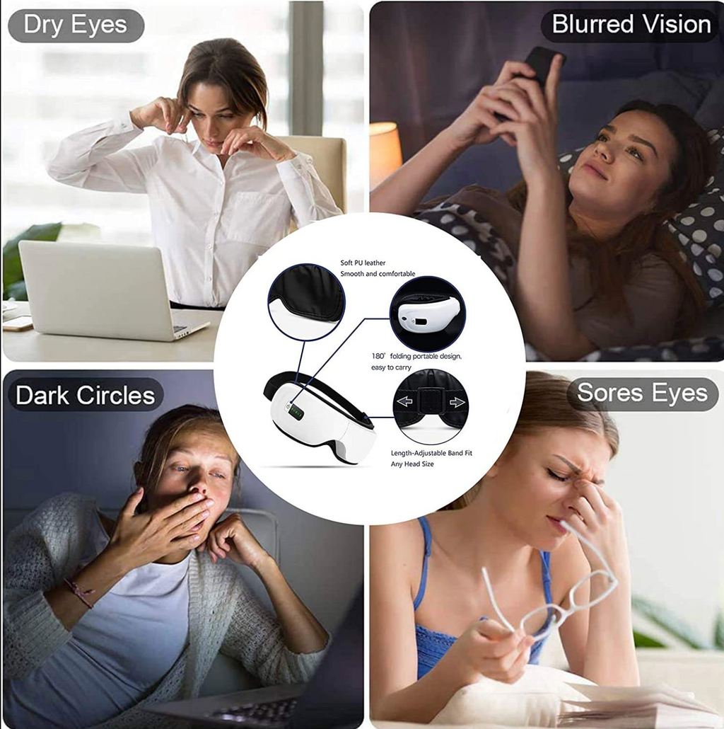 Wireless Heated Eye Massager with Air Pressure, Vibration & Music