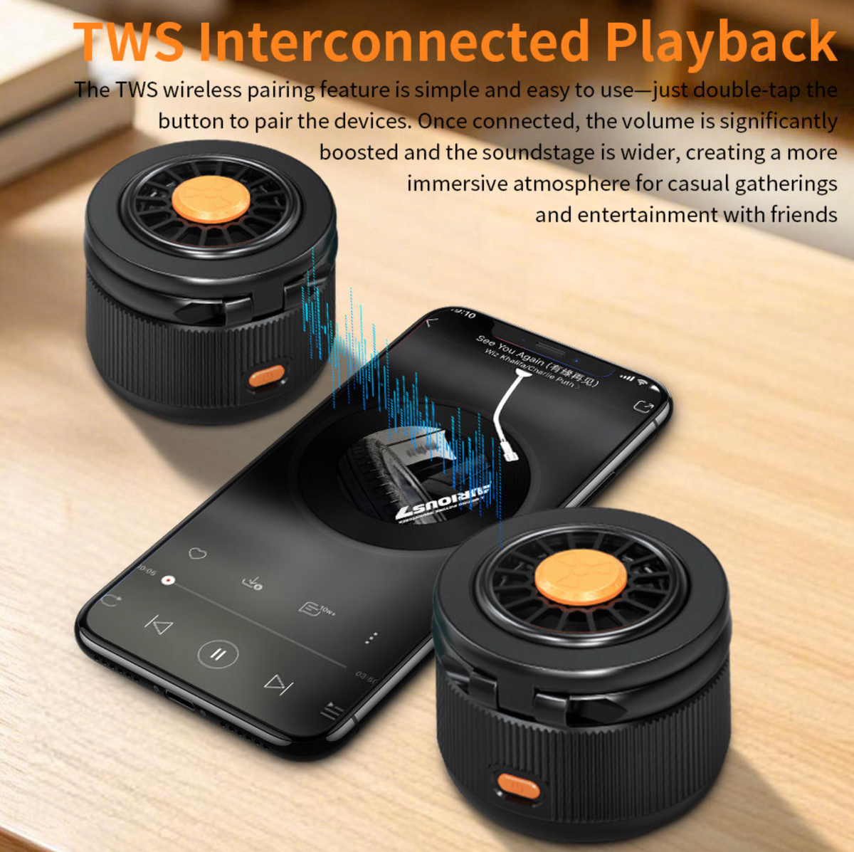 Magnetic Rotatable Bluetooth Speaker with Foldable Phone Stand, Gyro Fidget Toy & RGB Lights