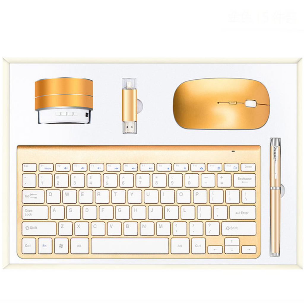 4-in-1 Wireless Office Gift Set – Keyboard, Mouse, USB Flash Drive & Pen | Corporate Business Gift Set