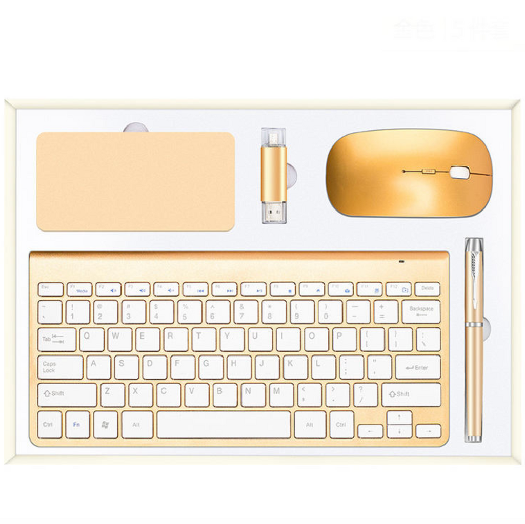 4-in-1 Wireless Office Gift Set – Keyboard, Mouse, USB Flash Drive & Pen | Corporate Business Gift Set